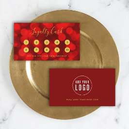 Modern Trendig Calligraphy Ruby Red Bokeh Ljus Lojalitetskort