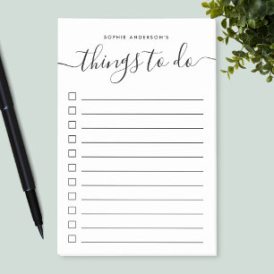 Modern Trendig Calligraphy Script Sak to Do List Post-it Block
