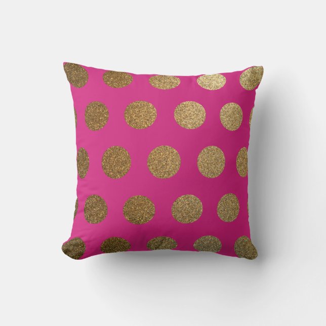 Modern Trendig Chic Hetrosa Magenta Guld Prick Kudde (Framsida)