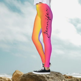 Modern Trendig Colorful Girly Rosa Gradient Sport Leggings