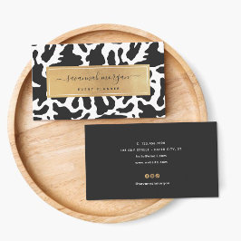 Modern Trendig Cow Print Faux Guld Visitkort