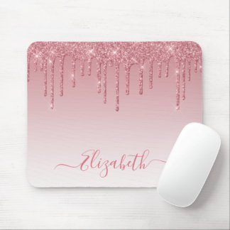 Modern Trendig Dammig Rosa Glitter Stilfullt Skrip Musmatta