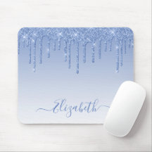 Modern Trendig Dusty Blue Glitter Snyggt Script