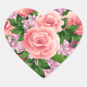Modern Trendig Elegant Bästa Populära Kärlek Blomm Hjärtformat Klistermärke