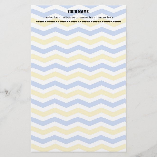 Modern, trendig, elegant blått och gult brevpapper (Framsida)