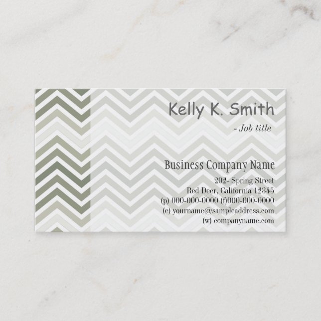 Modern, trendig, elegant grått och vit schevron visitkort (Framsida)