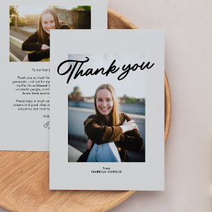 Modern trendig enkelt två foto studenten tack kort