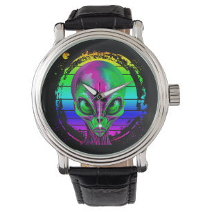 Modern Trendig Färgrik Regnbåge Alien Armbandsur