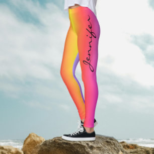 Modern Trendig Färgrik Tjejig Rosa Gradient Sport Leggings