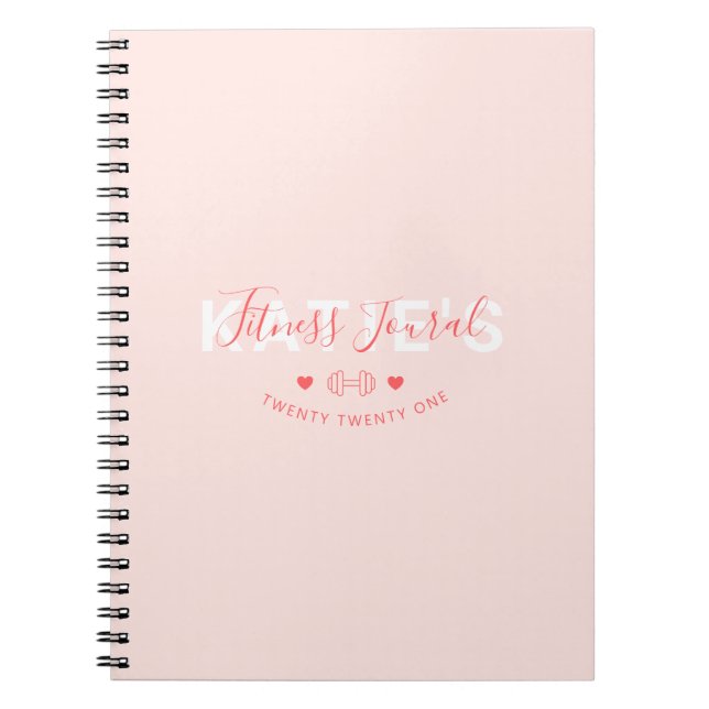Modern Trendig Fitness Journal  Rosa Anteckningsbok (Framsidan)