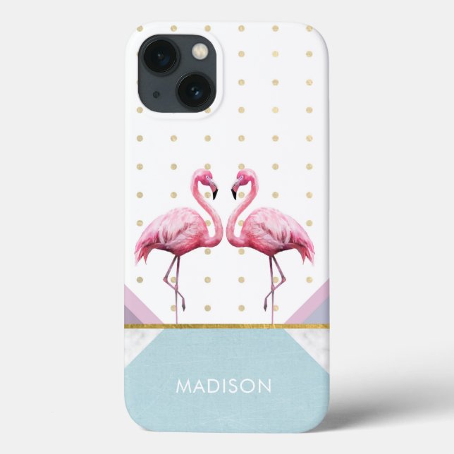 Modern Trendig Flamingo Rosa Girly Namn (Baksida)
