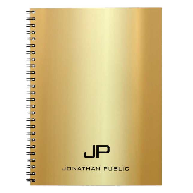 Modern Trendig för Monogram Elegant Faux Guld Anteckningsbok (Framsidan)