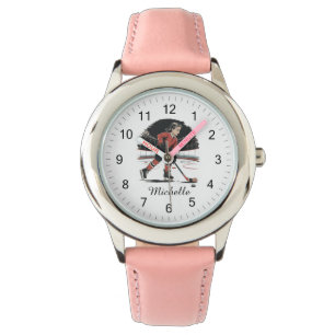 Modern Trendig Girl Spela Ice Hockey Personlig Armbandsur