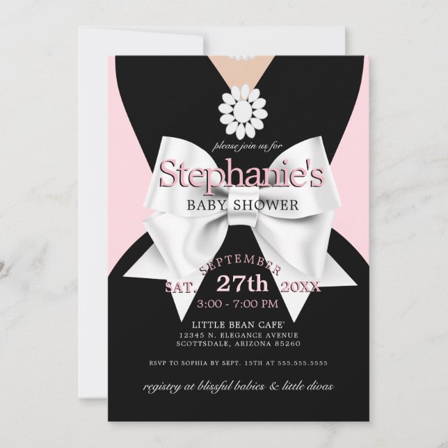 Modern Trendig Glam Rosa Tiffany Baby Shower Inbjudningar (Framsida)