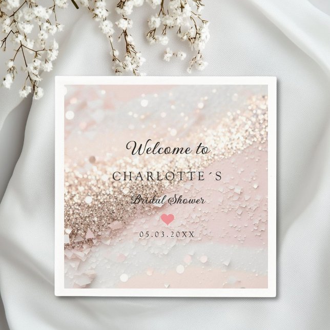 Modern, Trendig, Glitter Pappersservett (Personalized Modern Glitter Bridal Shower Napkins)
