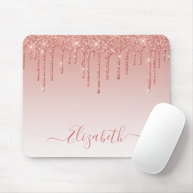Modern Trendig Glitter Roséguld Stilfullt Skrift Musmatta (Med mus)