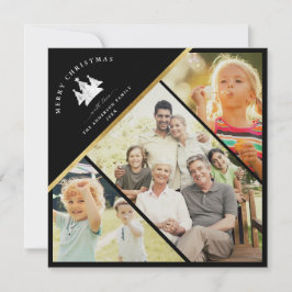 Modern Trendig Guld GOD JUL Photo Black Julkort