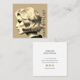 Modern Trendig Hair Stylist Artist Fyrkantigt Visitkort