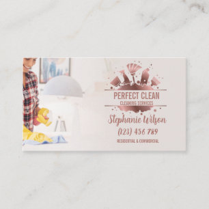 Modern Trendig House Städning Maid Janitorial Busi Visitkort