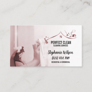 Modern Trendig House Städning Maid Janitorial Busi Visitkort