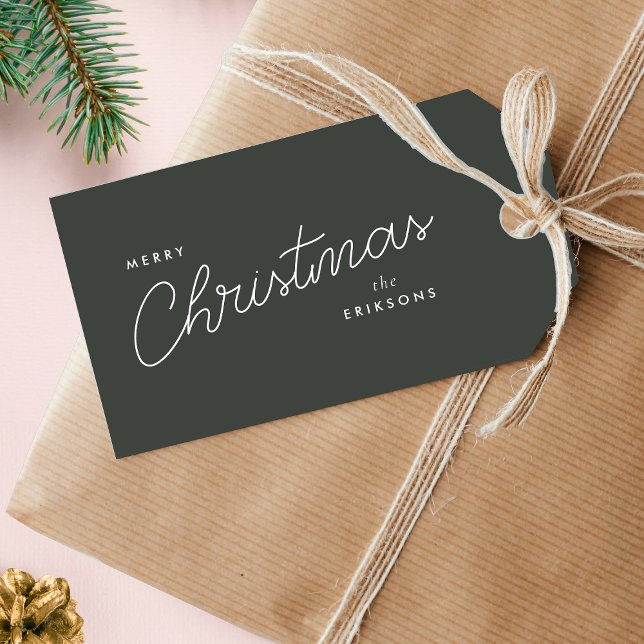Modern Trendig jul | Forest Grönt Mörk Dusky Presentetikett (Contemporary gift tags designed for chic, simple, and modern Christmas packaging)