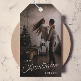 Modern Trendig jul | Mörk Dusky Couple Photo Presentetikett