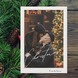 Modern Trendig Jul | Romantiskt Par Foto Julkort