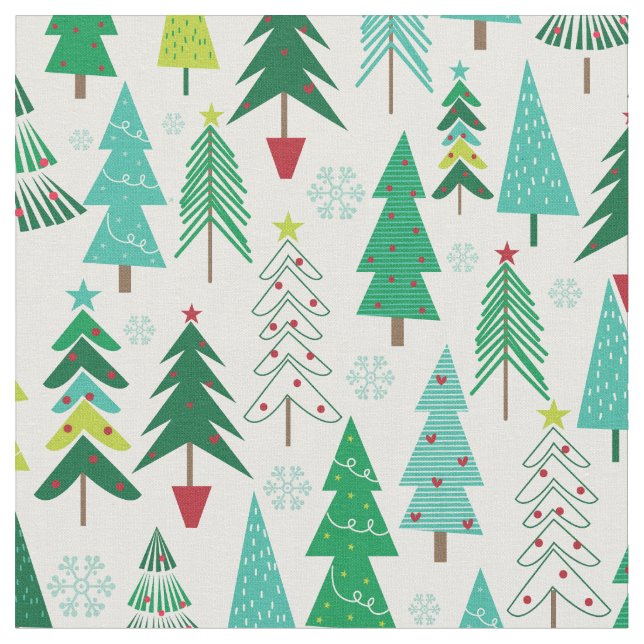 Modern Trendig Julgranar Festive Helgdag Tyg (Närbild)