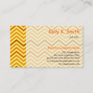 Modern, trendig, ljust gult chevron zigzag visitkort