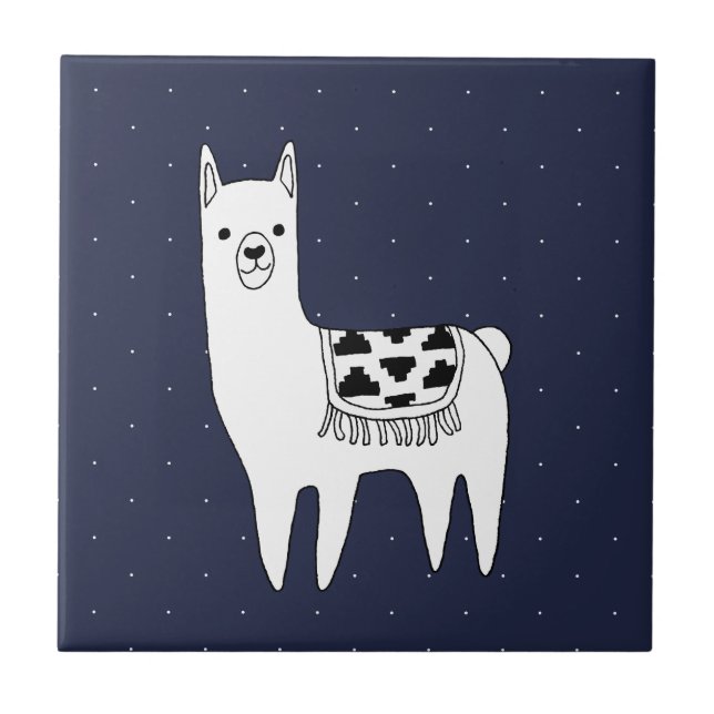 Modern Trendig Llama Sketch och Swiss Dots Kakelplatta (Framsidan)