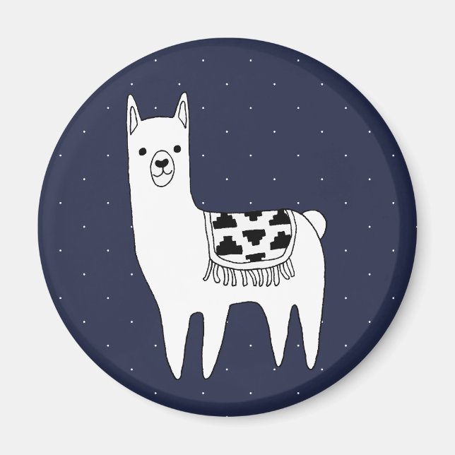 Modern Trendig Llama Sketch och Swiss Dots Magnet (Framsidan)