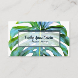 Modern Trendig Makeup Artist Tropical Löv Greenery Visitkort