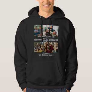 Modern trendig Merry och Bright Family Photo Hoodie