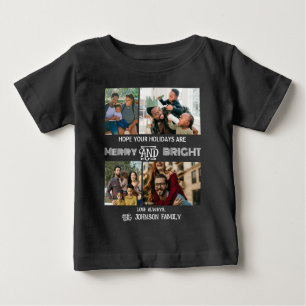 Modern trendig Merry och Bright Family Photo T Shirt