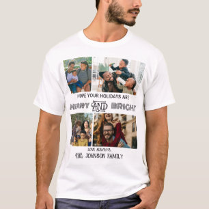 Modern trendig Merry och Bright Family Photo T Shirt