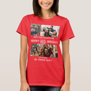 Modern trendig Merry och Bright Family Photo T Shirt