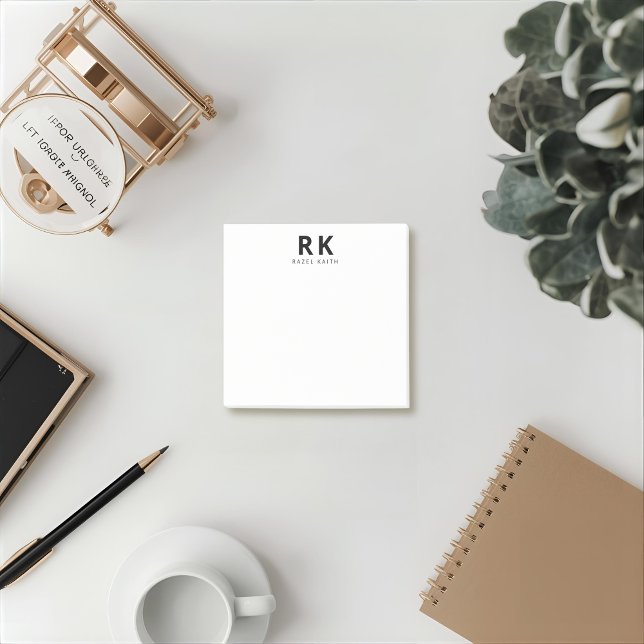 Modern Trendig - minimalistisk svart två-monogram Post-it Block (Skapare uppladdad)