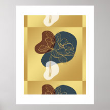 Modern Trendig Monogram Guld Whimsical Blommig