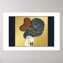 Modern Trendig Monogram Guld Whimsisk Blommig