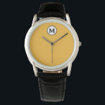 Modern Trendig Mustard Gult Black Monogram Armbandsur<br><div class="desc">Modern monogram monogram Trendig Emblem Classic Block Typography Monogram Solid Mustard Gult Background</div>