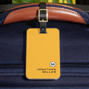 Modern Trendig Mustard Gult Monogram Bagagebricka