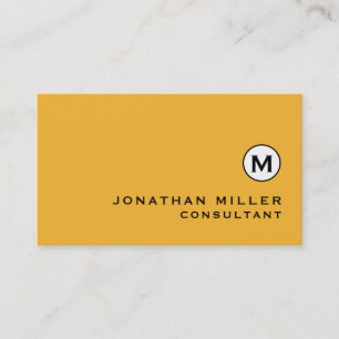 Modern Trendig Mustard Gult Monogram Visitkort