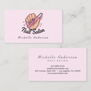 Modern Trendig Nagel Salon Nail Technician Rosa Bu Visitkort