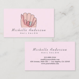 Modern Trendig Nagel Salon Nail Technician Rosa Visitkort