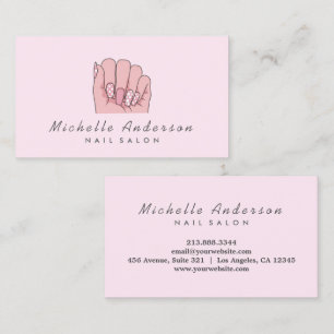 Modern Trendig Nagel Salon Nail Technician Rosa Visitkort