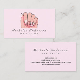 Modern Trendig Nagel Salon Nail Technician Rosa Visitkort