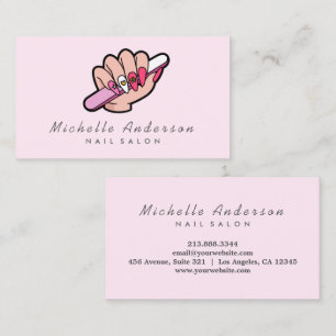 Modern Trendig Nagel Salon Nail Technician Rosa Visitkort