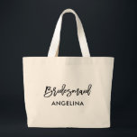 Modern Trendig-penselskript, Bridesmaid Jumbo Tygkasse<br><div class="desc">Modern Trendig-penselskriptkortsbridesmaid Tote Bag</div>