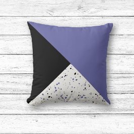 Modern Trendig Periwinkle Svart Terrazzo Kudde