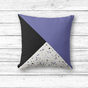 Modern Trendig Periwinkle Svart Terrazzo Kudde